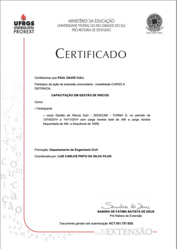 Training in Risk Management Certificate