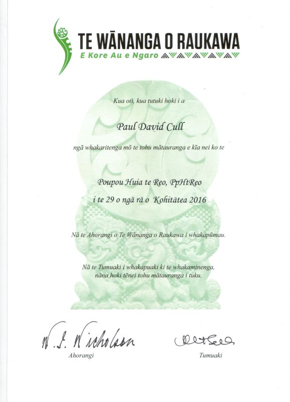 Certificate of Te Reo Māori