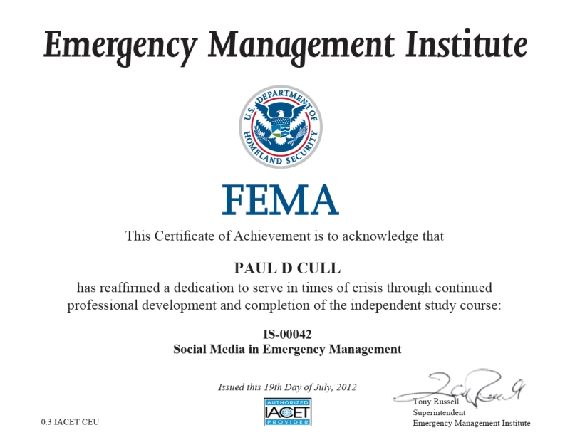 Social Media in Emergency Management Certificate