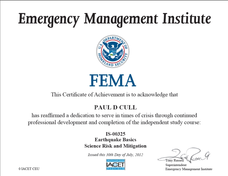 Earthquake Basics: Science, Risk and Mitigation Certificate