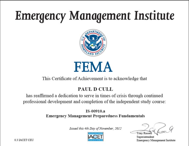 Emergency Management Preparedness Fundamentals Certificate